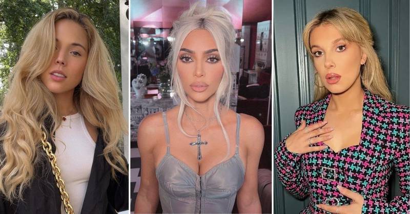 Aneliz Aguilar, Kim Kardashian y Millie Bobby Brown son tres celebridades que se han teñido de rubio