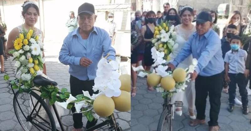 Padre adornó la bicicleta para la boda de su hija