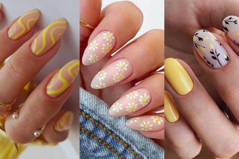 diseños de uñas amarillas