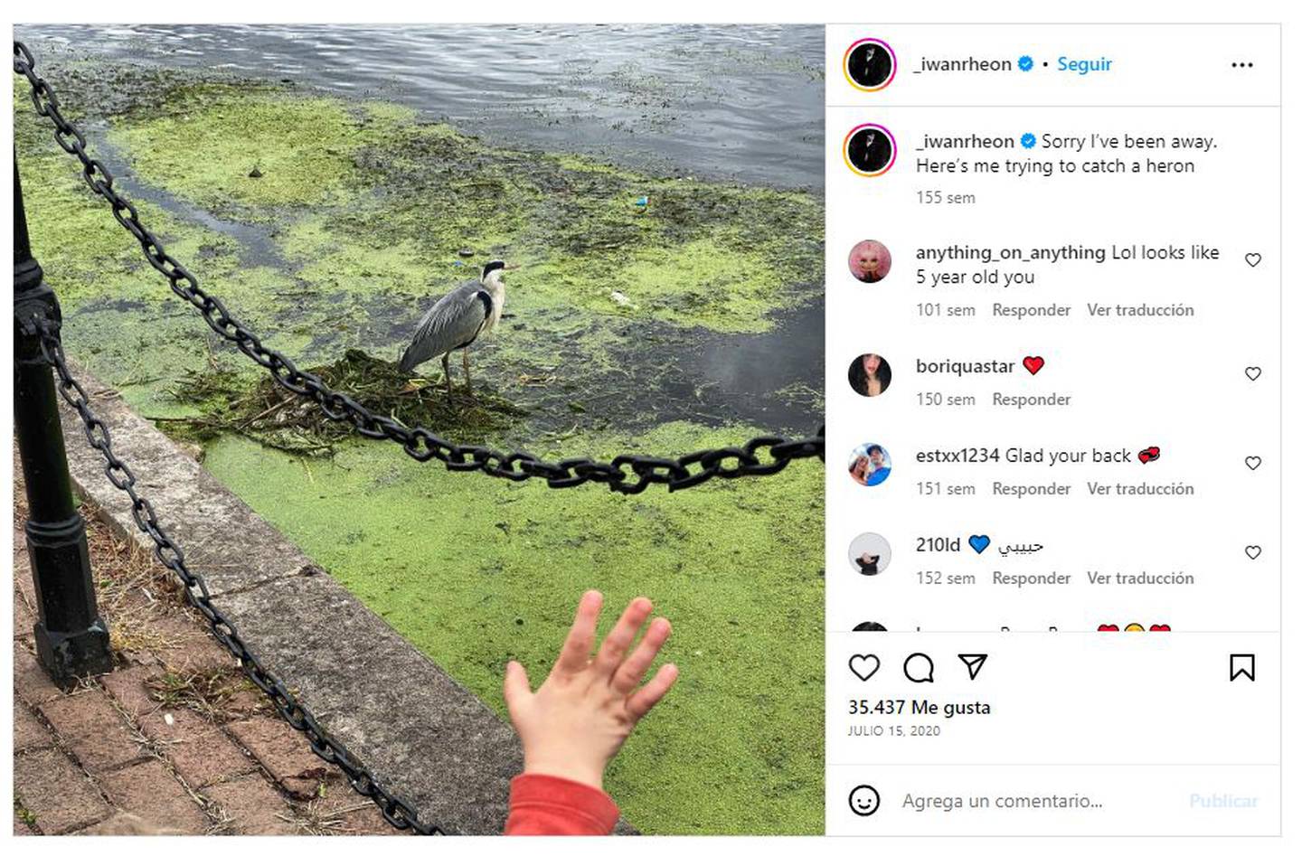 Iwan Rheon presumió la mano de su hijo en Instagram