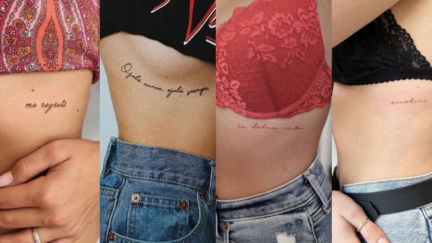 Tatuajes en las costillas con frases inspiradoras para mujeres elegantes