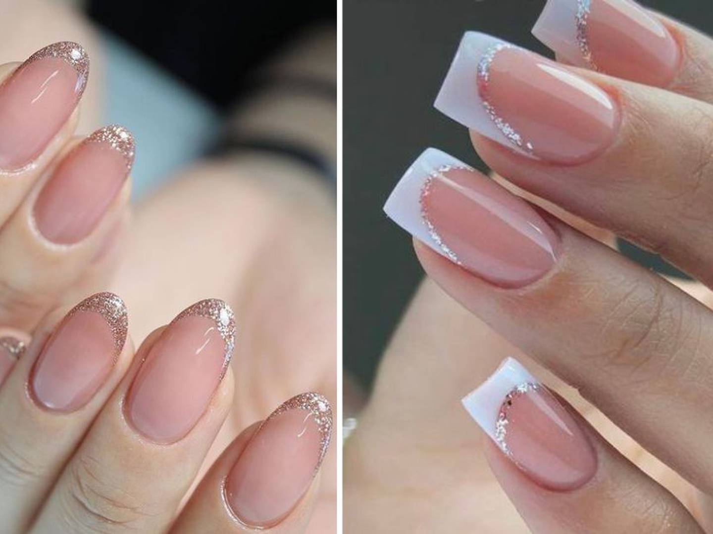 Uñas francesas con glitter para llevar a los 50 este 2023