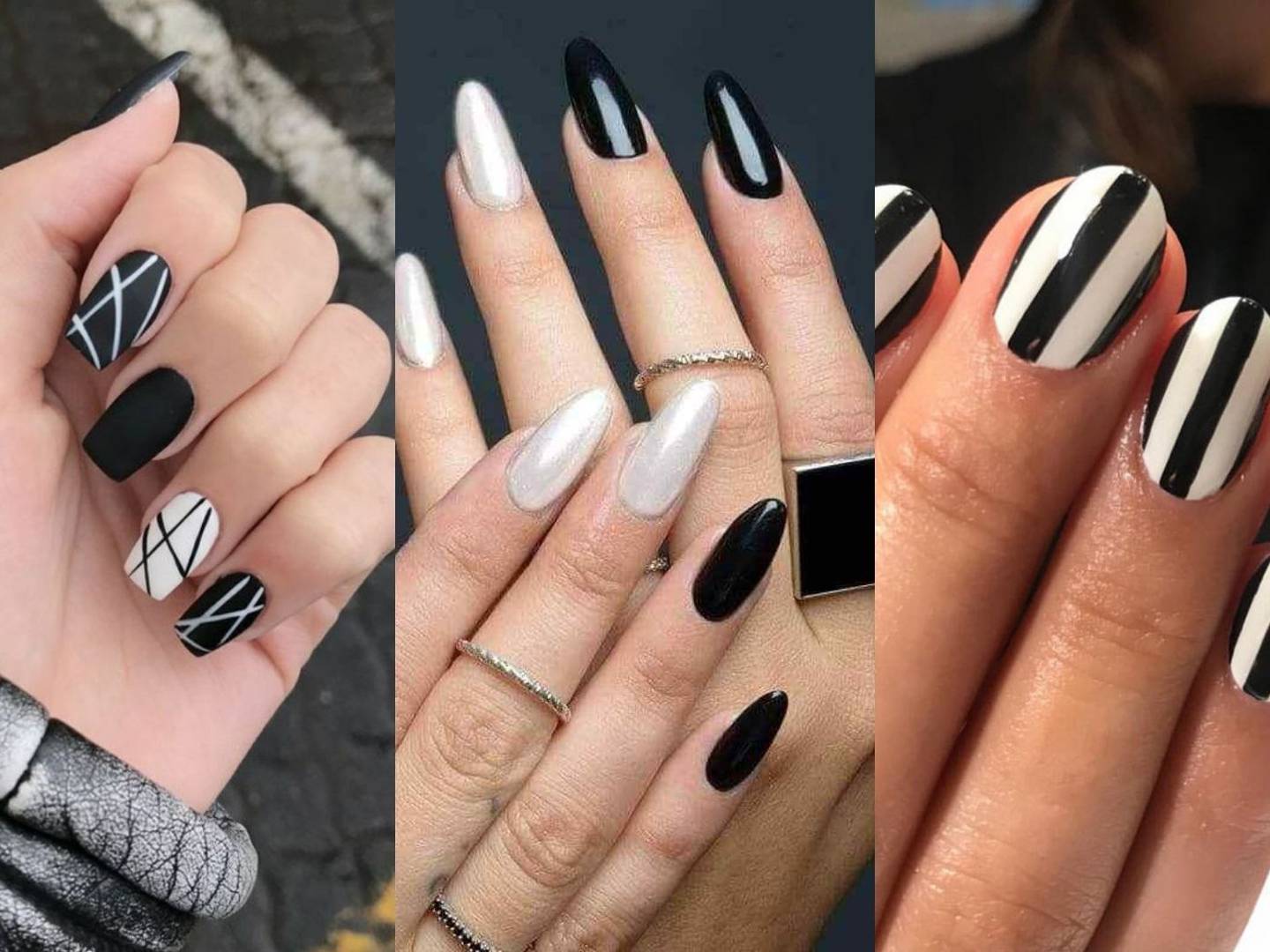 Diseños de uñas en blanco y negro para lucir sobrias y sofisticadas