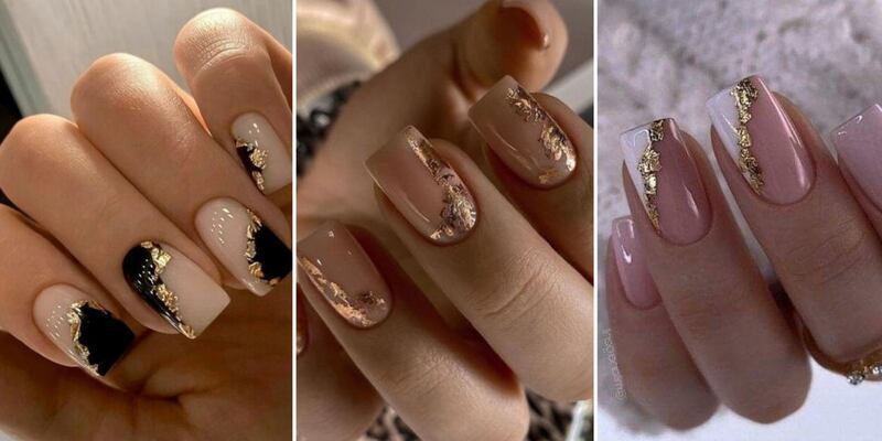 Diseños de uñas con hoja de oro