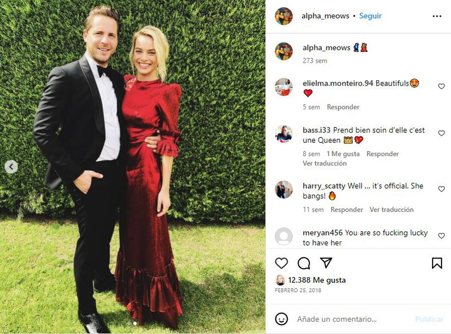 Margot Robbie lució el vestido "Veneration" de The Vampire's Wife para la boda de una amiga en 2018