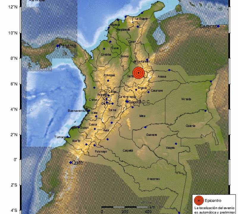 Fuerte temblor en Colombia 10 de marzo