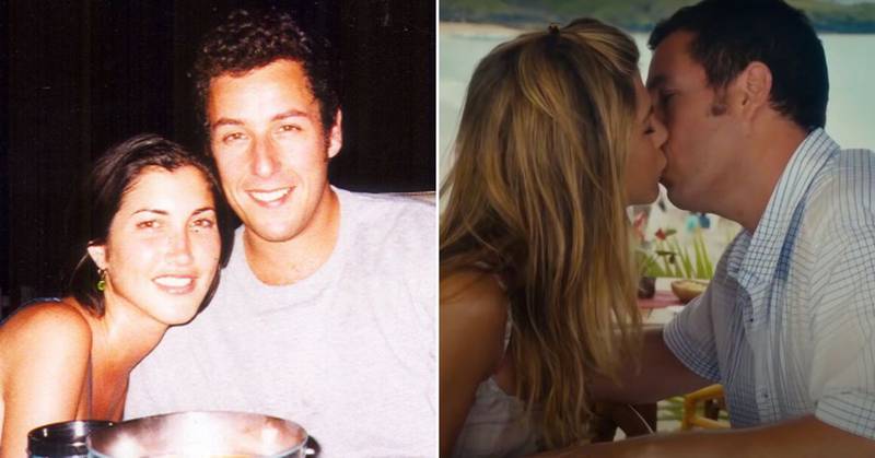 Adam Sandler tiene sus escenas de besos frente a su esposa
