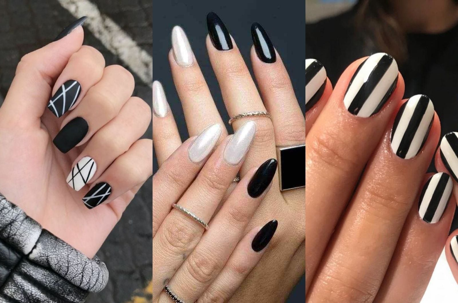 Diseños de uñas en blanco y negro para lucir sobrias y sofisticadas