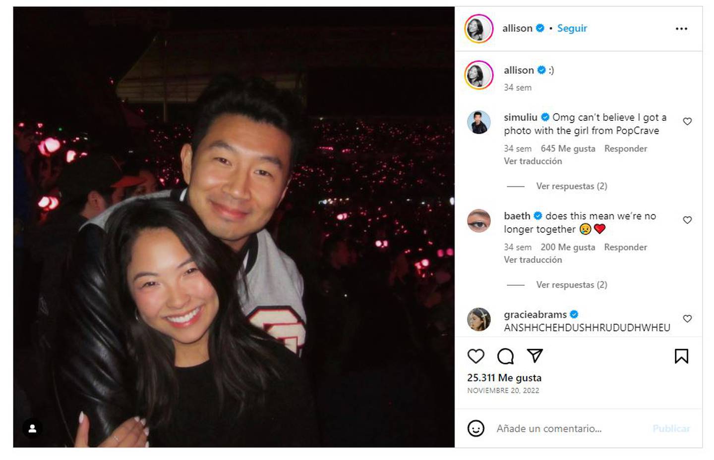 Simu Liu junto a su novia, Allison Hsu