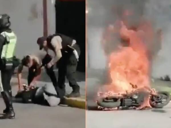 Quito: el momento en que ciudadana detiene a delincuente y vecinos queman su motocicleta