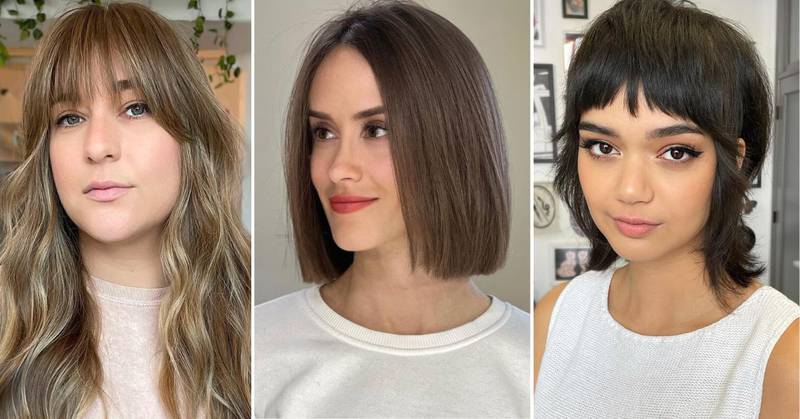 Tres mujeres con cortes de pelo diferentes que estilizan la cara