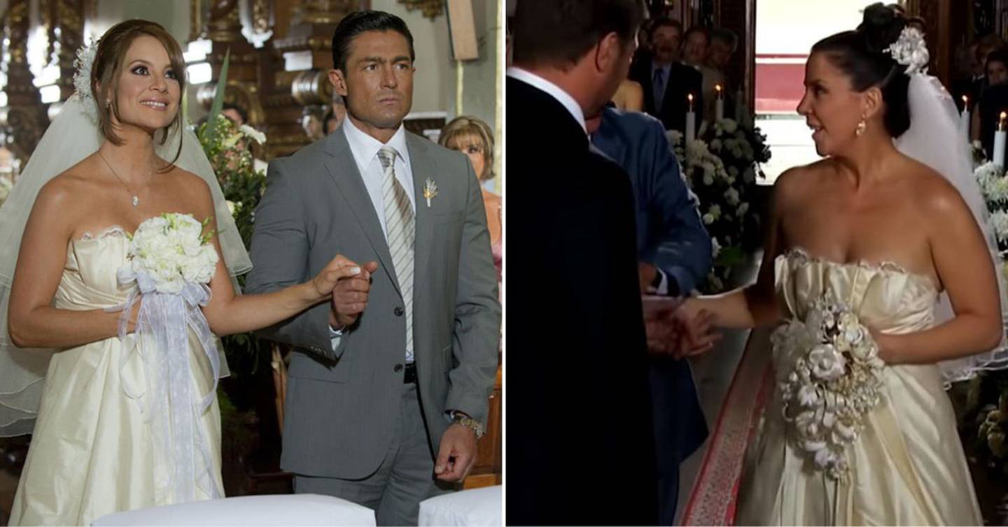 Marisol del Olmo y Rebecca Jones usando el mismo vestido en diferentes telenovelas