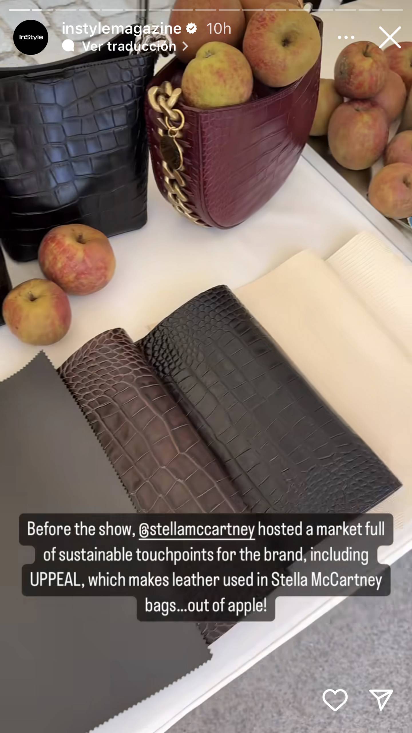 Stella McCartney presenta sus bolsos hechos con manzana