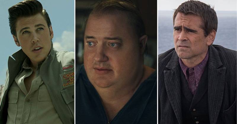 Austin Butler en 'Elvis', Brendan Fraser en 'The Whale' y Colin Farrell en 'The banshees of Inisherin'