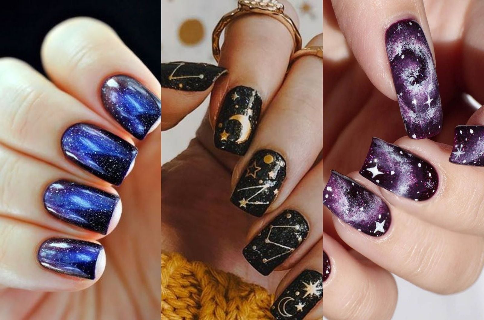 Diseños de uñas constelación para llevar el universo en tus manos