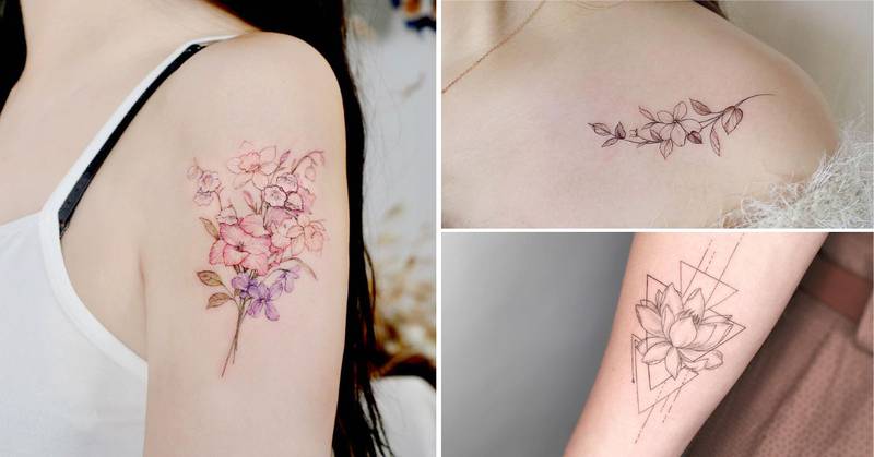Los tatuajes de flores son muy delicados y femeninos