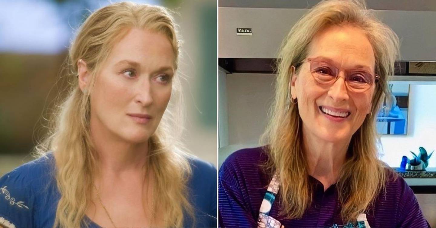 Meryl Streep en 'Mamma mia!' y en una de sus fotos más recientes