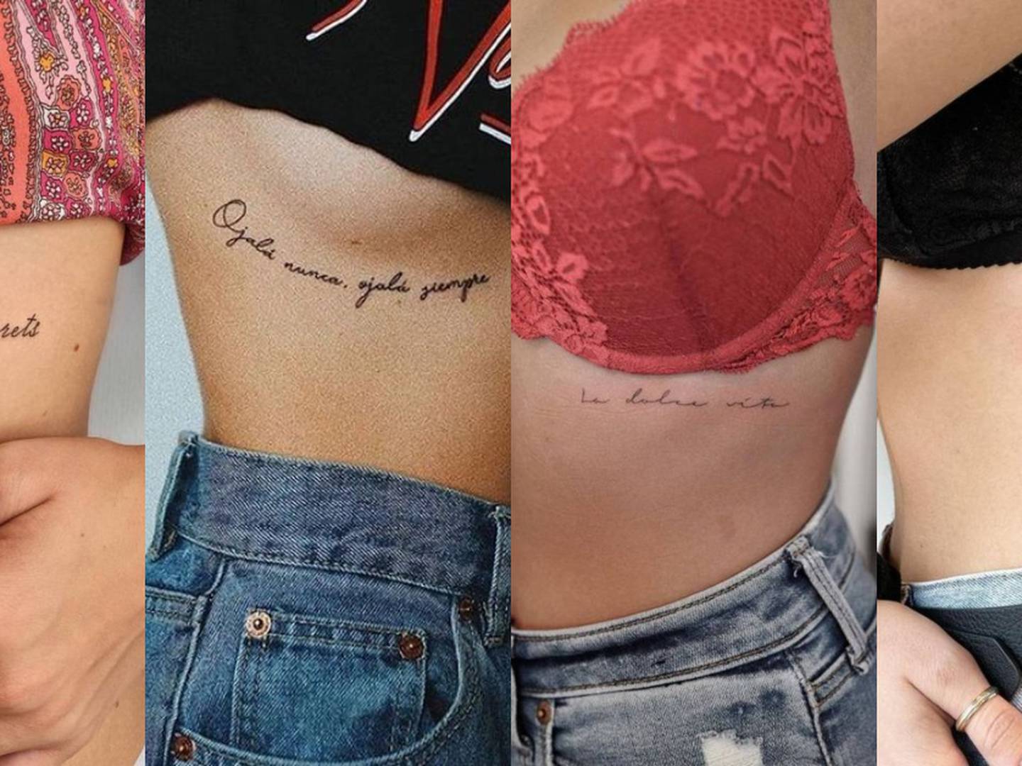 Tatuajes en las costillas con frases inspiradoras para mujeres elegantes