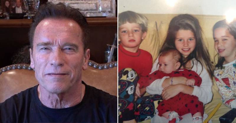 Arnold Schwarzenegger y cuatro de sus cinco hijos