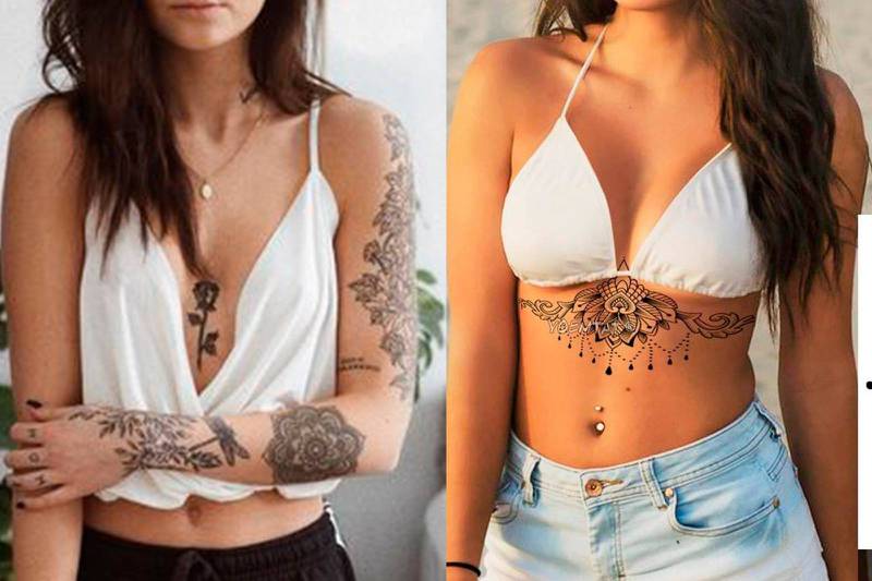 Tatuajes debajo del pecho para mujeres fuertes que han superado