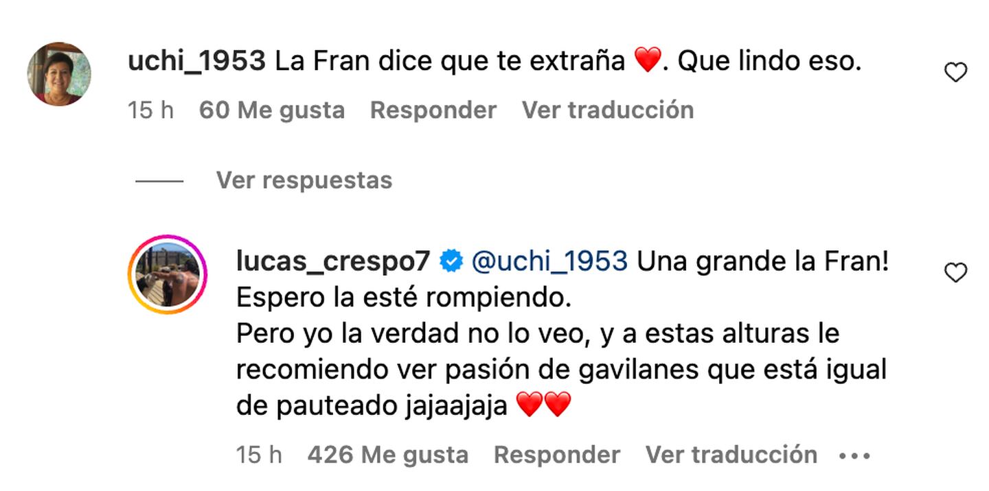 Comentario de Lucas Crespo | Instagram