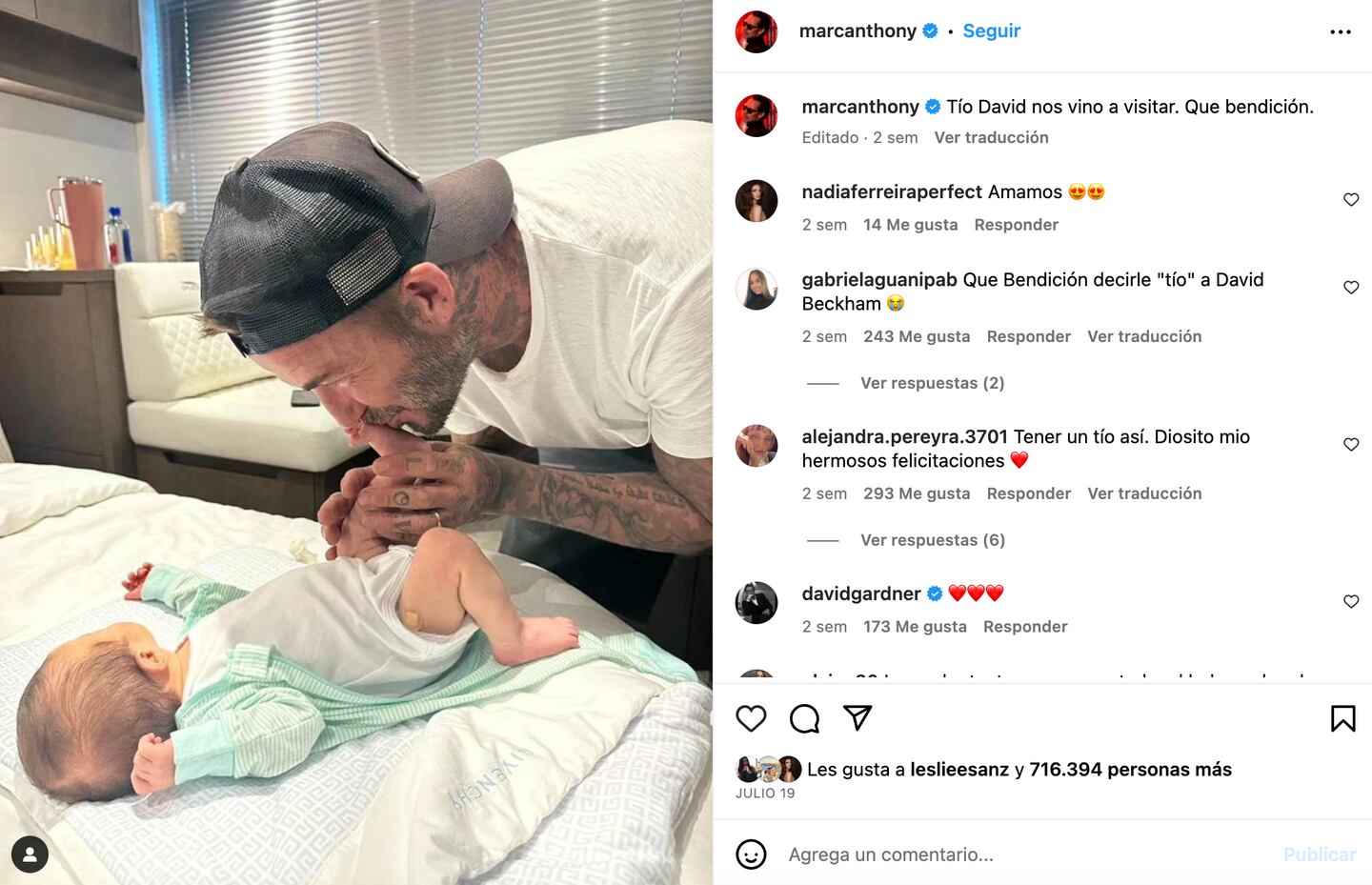 David Beckham y el bebé de Marc Anthony