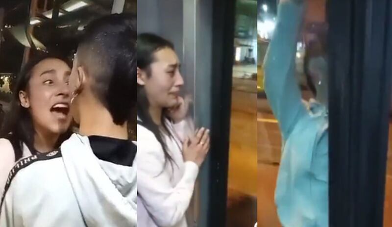 Pelea de novios terminó con él colgando de la puerta de un TransMilenio