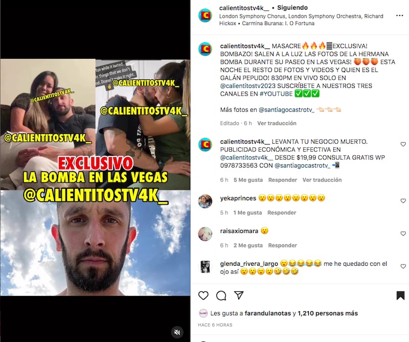 Capturas de pantalla de la página oficial de IG.