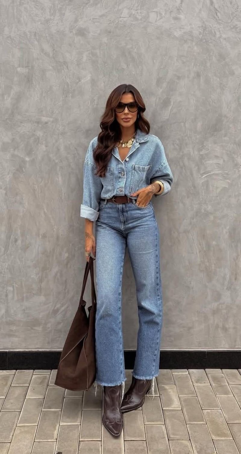 Jeans boho con botines o tacones