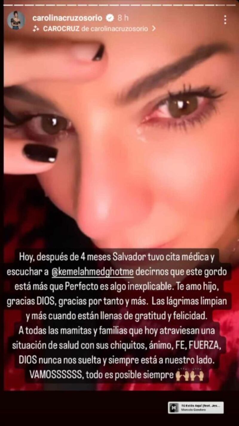 Carolina Cruz habla sobre la salud de su hijo Salvador.