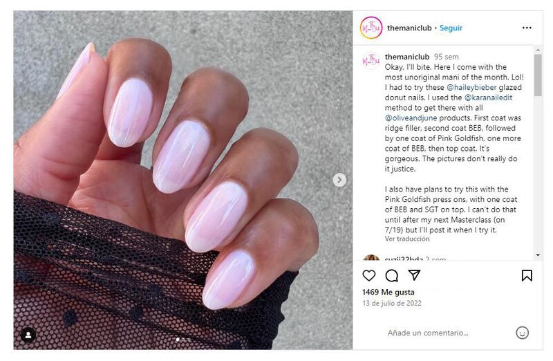 La manicura 'lip gloss' es una de las grandes tendencias de 2024