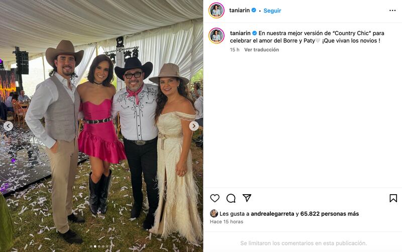 Tania Rincón en la boda de 'El Borrego Nava'