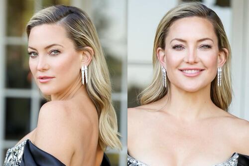 Kate Hudson es la elegancia en minivestido negro con estampado floral