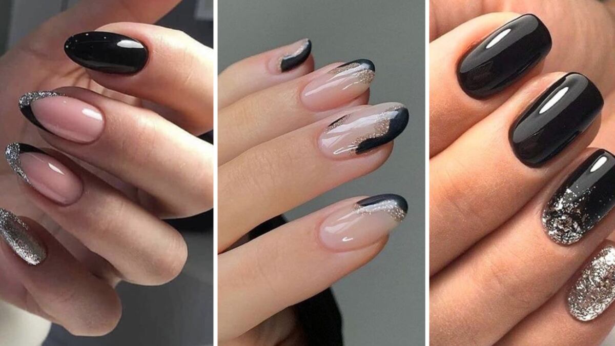 Uñas negras con plata