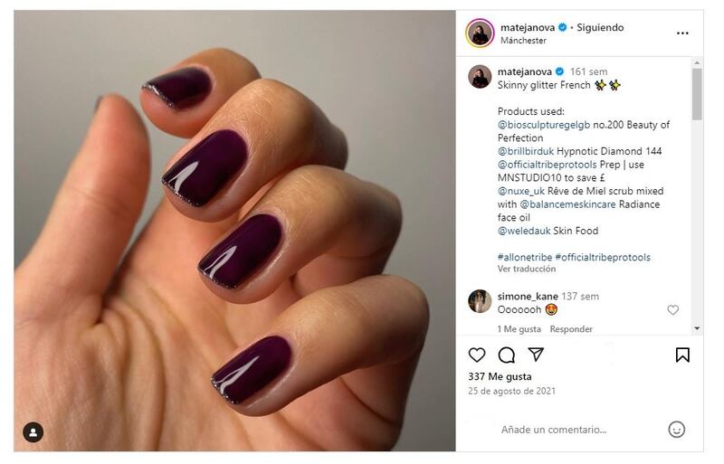 Las 'black cherry nails' son una manicura básica, pero no menos elegante del otoño