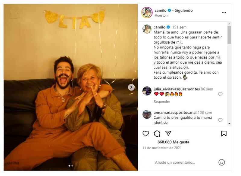 Lía Correa es el nombre de la madre de Camilo