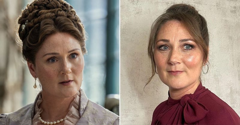 Ruth Gemmell en 'Queen Charlotte' y en la vida real