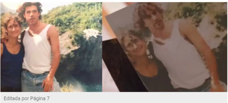 En el último capítulo emitido de la teleserie de Mega La Ley de Baltazar, Margarita, el personaje interpretado por la actriz Amparo Noguera, recordó el romance de juventud que tuvo con el protagonista, Francisco Reyes, interpretando a Baltazar y mostró una foto, la cual corresponde a su vida real, comprobó Página 7.
En la imagen se ve a Margarita abrazando a Baltazar, quien luce una melena crespa al viento y una polera blanca sin mangas, estilo musculosa. Fotografía que en la realidad corresponde a la hija de Héctor Noguera junto a su expololo, el también actor Álvaro Escobar, con quien tuvo una relación de dos años y quien fue sacado de manera digital para colocar la cara de Reyes en la ficción.