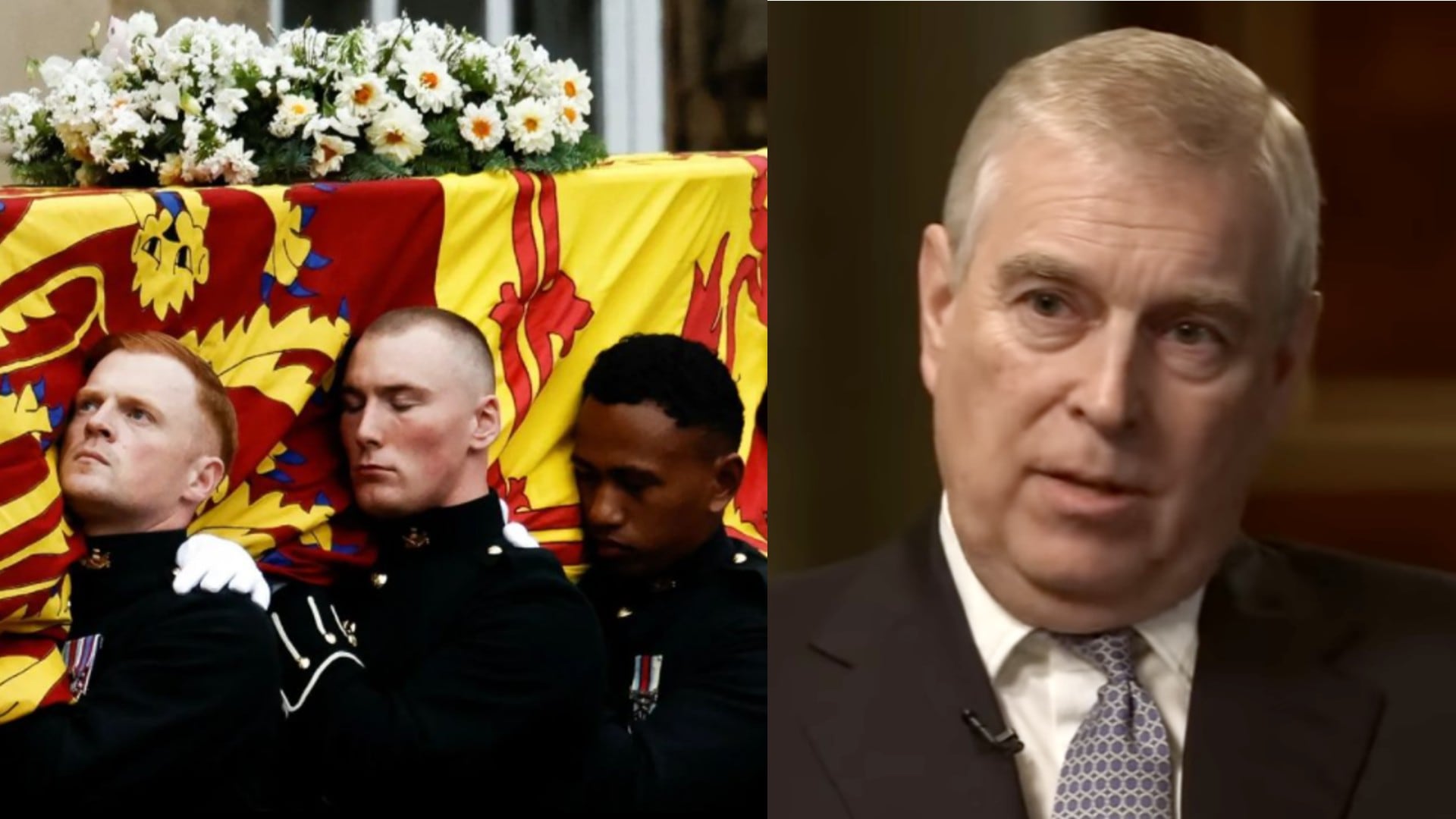 El príncipe Andrés apareció en el funeral de su muerte sin el traje militar, tras ser despojado de sus títulos.