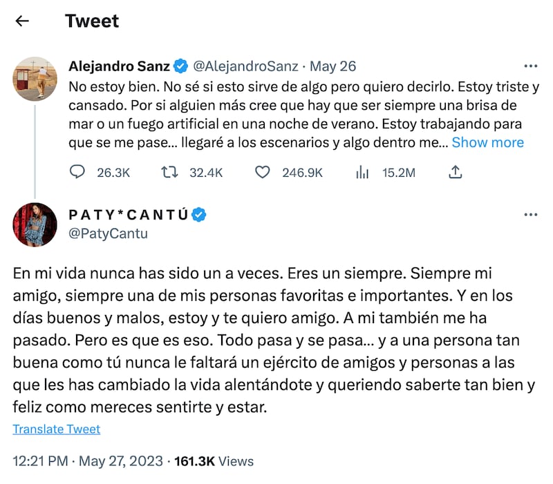 Alejandro Sanz y su mensaje.