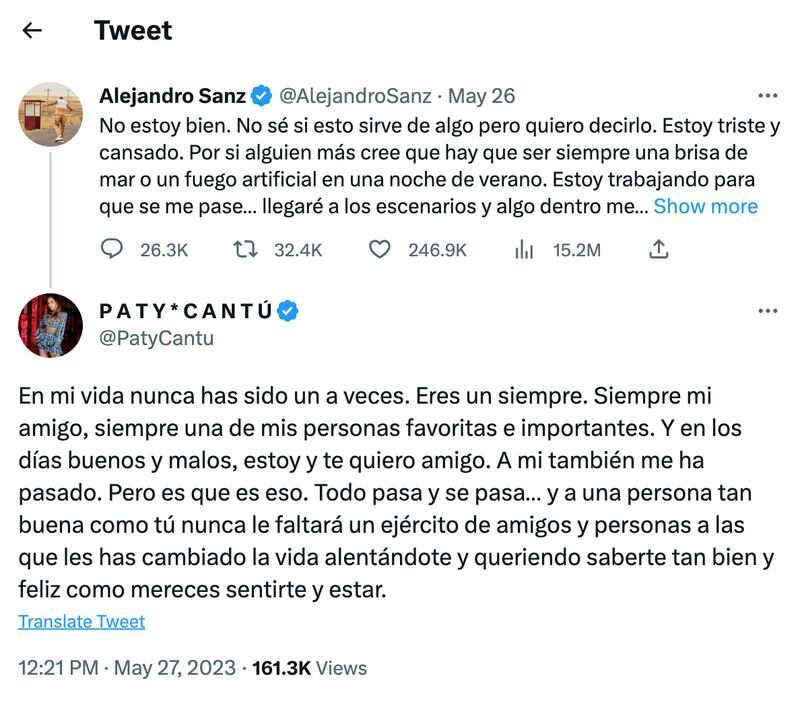 Alejandro Sanz y su mensaje.