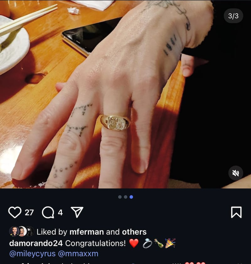 Padre de Maxx Morando habría confirmado el compromiso de Miley Cyrus