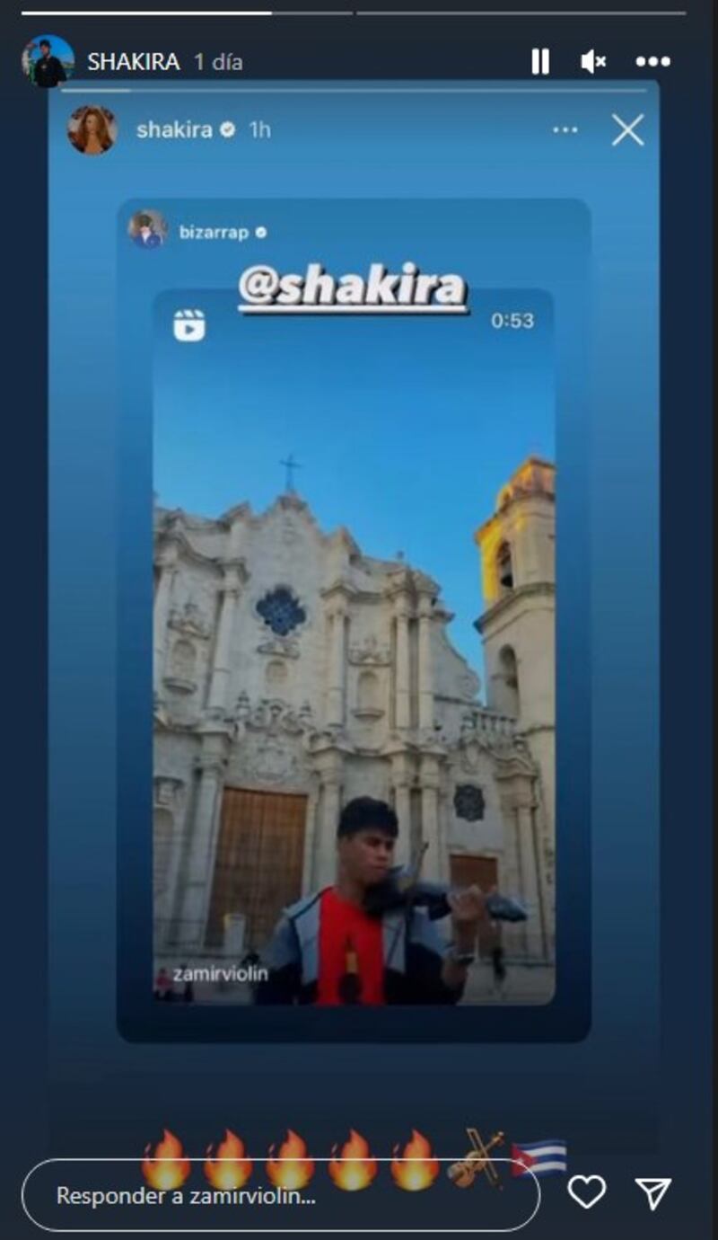 Shakira compartió en sus historias de Instagram el toque de Zamir