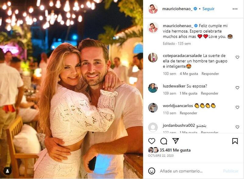 Mauricio Henao junto a su novia, Daniella Catinchi