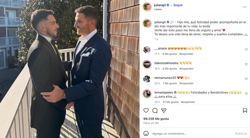 Hijo de Julián Gil se casó en Delaware