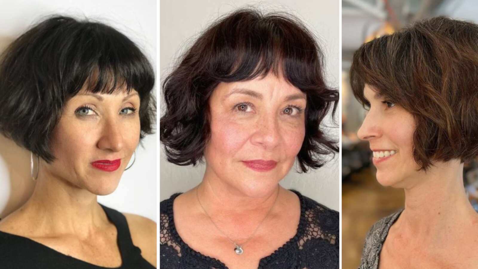 Bob francés con flequillo para mujeres de 60 años