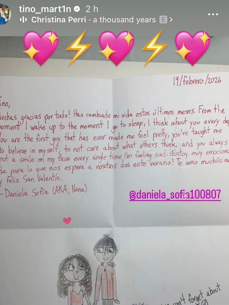La romántica carta de Daniela para Tino Martin