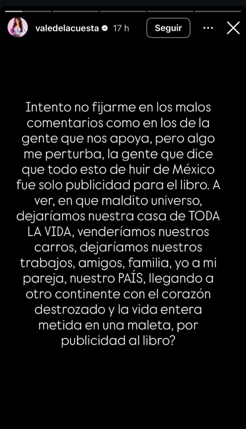 Historias de Valentina de la Cuesta en Instagram