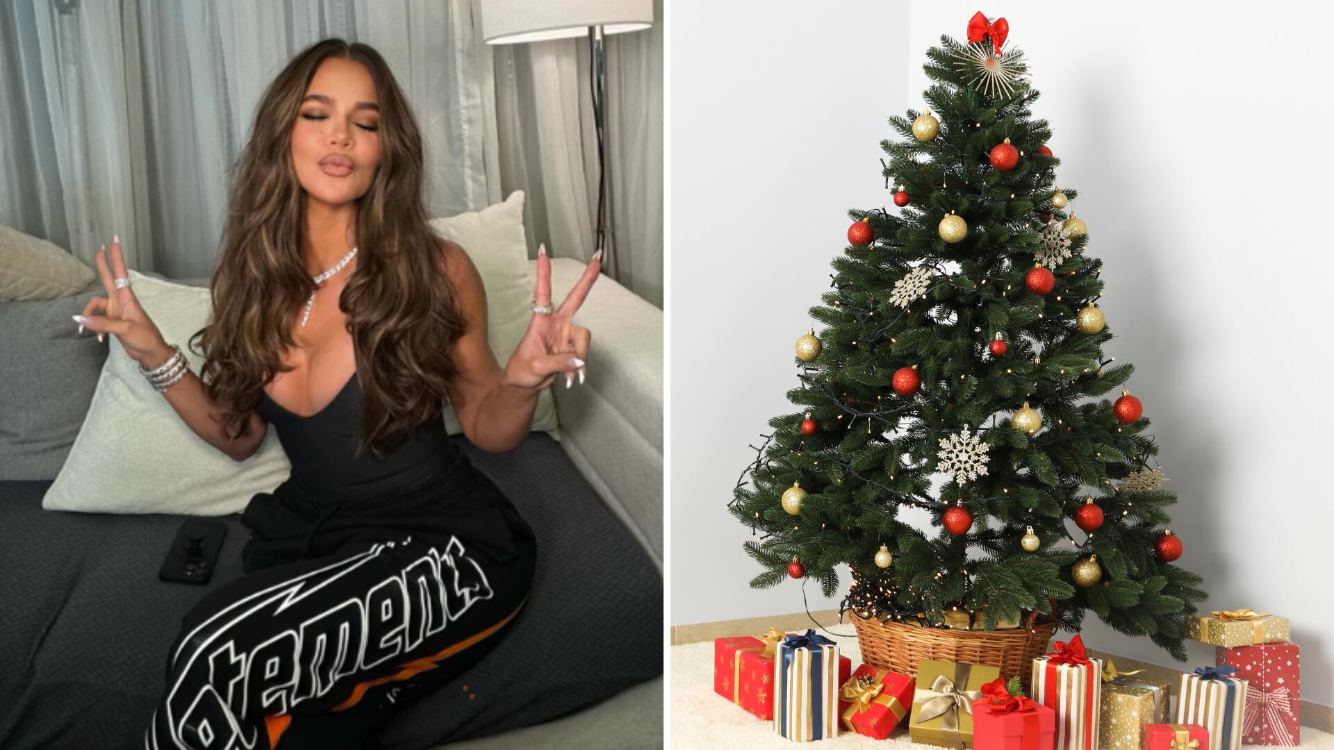 Khloé Kardashian presume su árbol de Navidad, pero se llena de críticas.