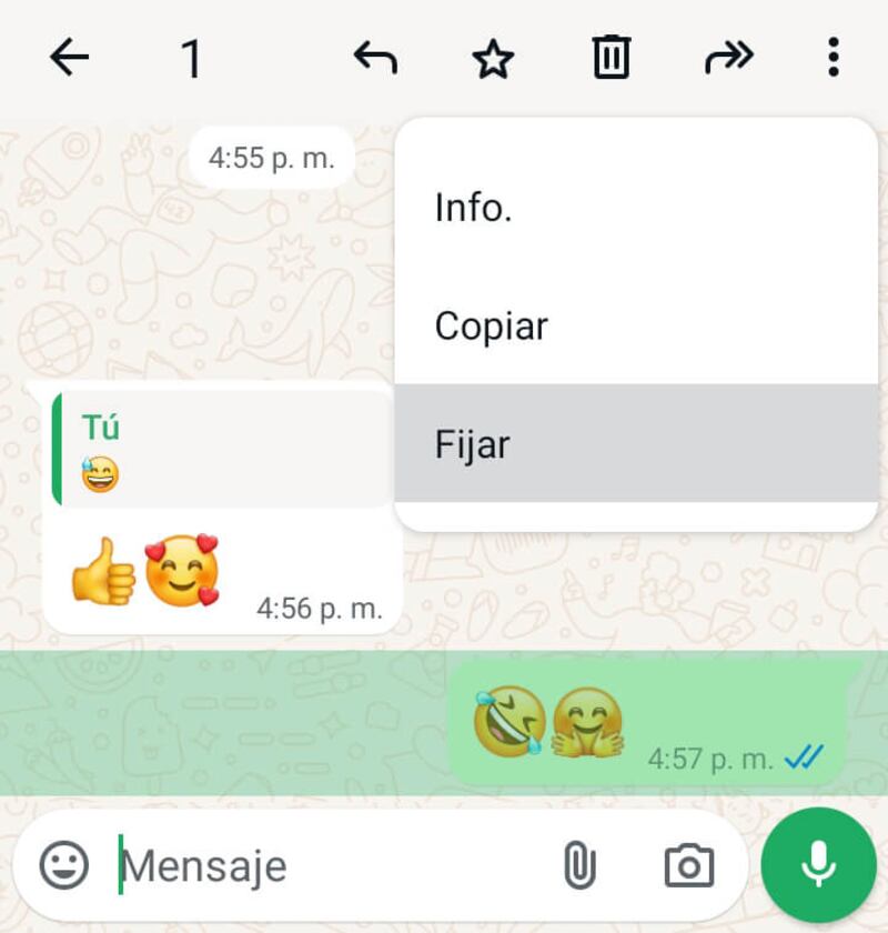 El proceso para fijar un mensaje en WhatsApp es muy sencillo